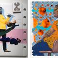 Works by Conrad Egyir (left) and Patrick Quarm (ri...